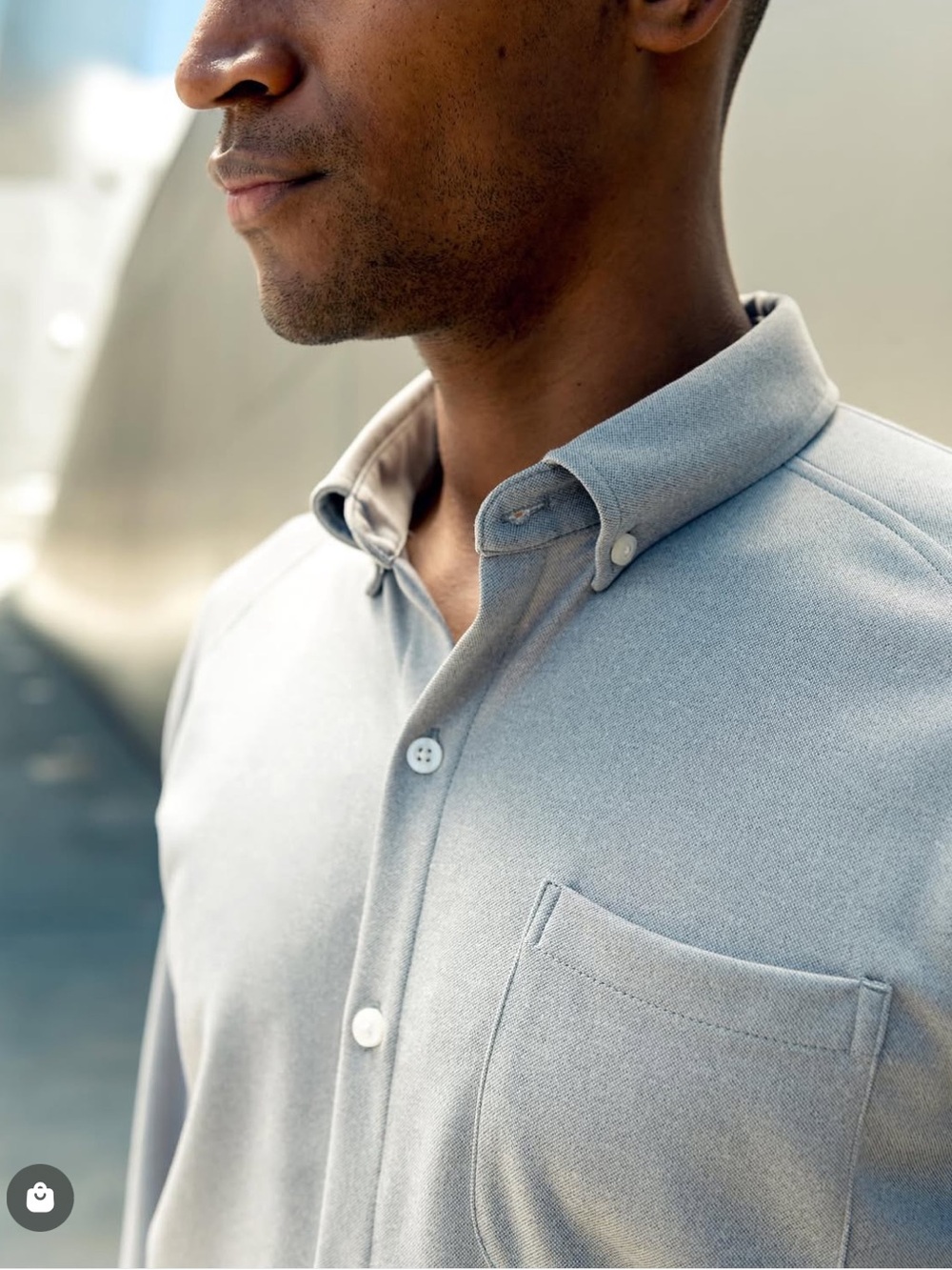 Ministry of Supply Men's Light Gray Men's Apollo Raglan Sport Shirt